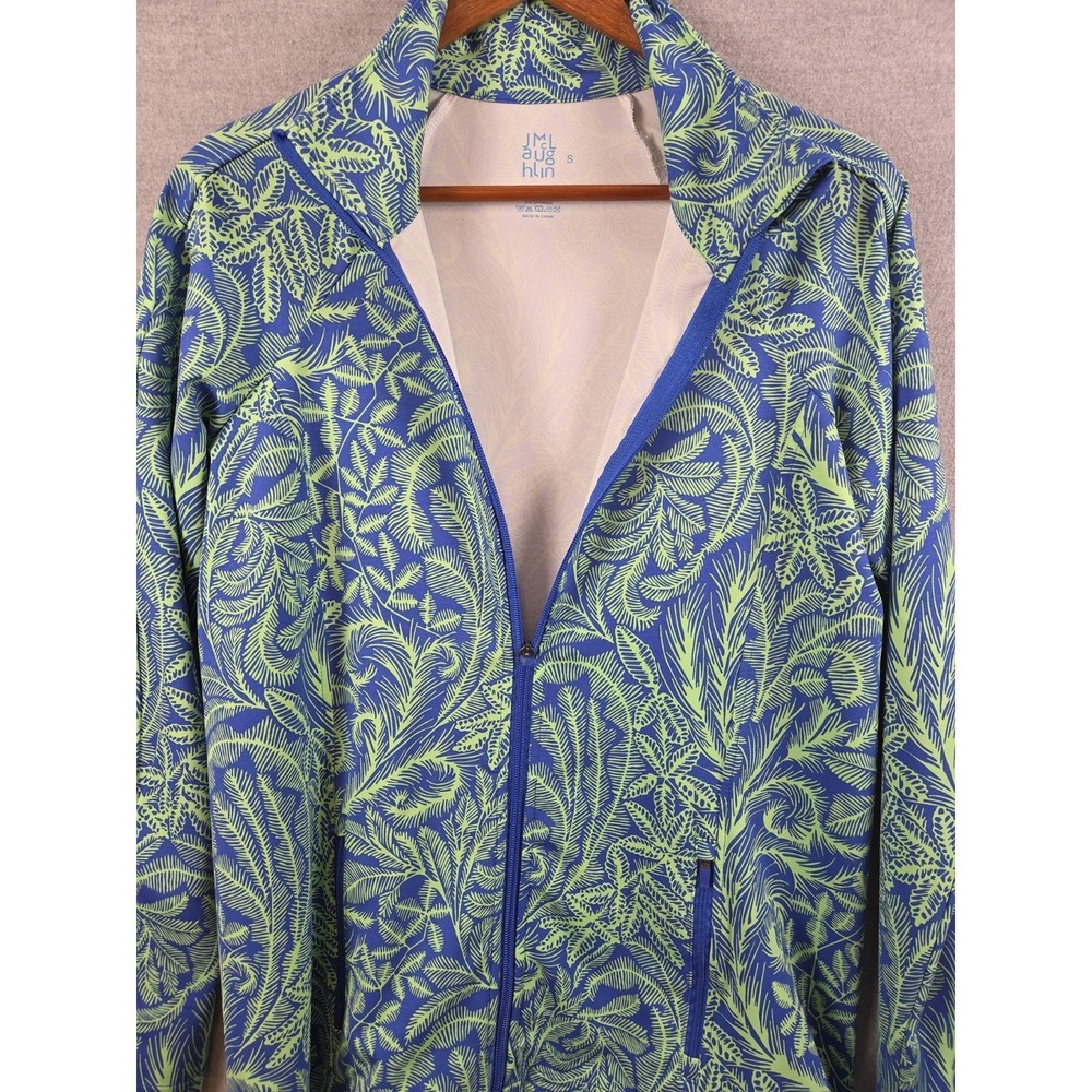 J McLaughlin Billie Full Zip Jacket S Active Stretch Comfort Blue Leaf Print